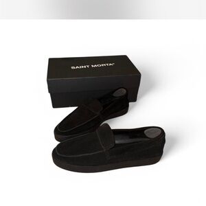 Saint Morta Black Suede Loafers